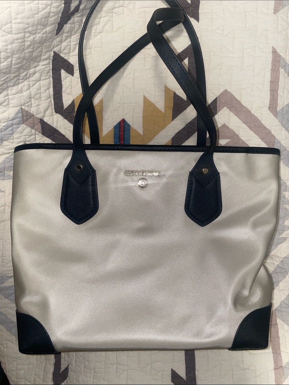 Michael Kors Cream and Black Trim Tote Bag